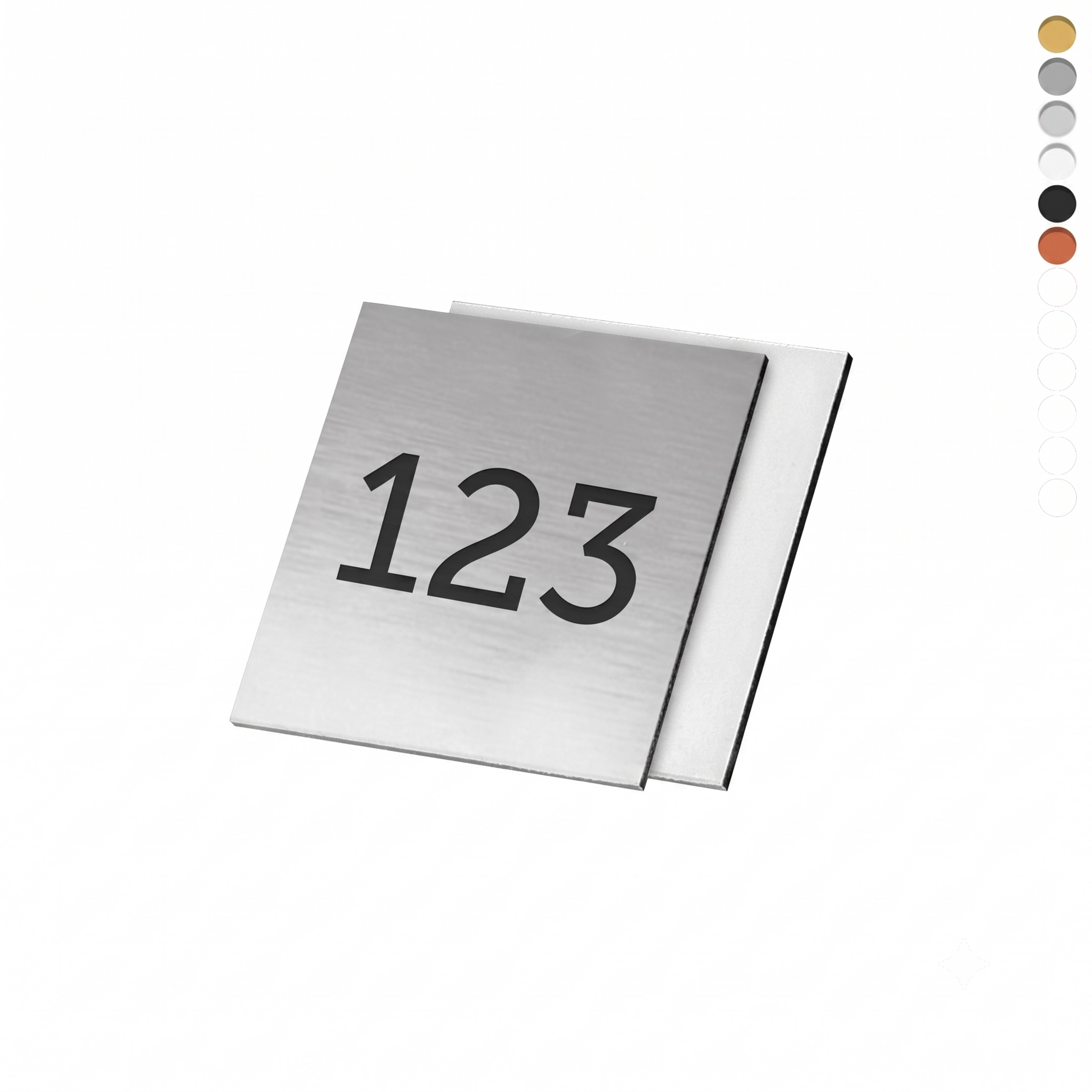 Square Foil Number Tags With Adhesive Tape Backing And Straight Corners