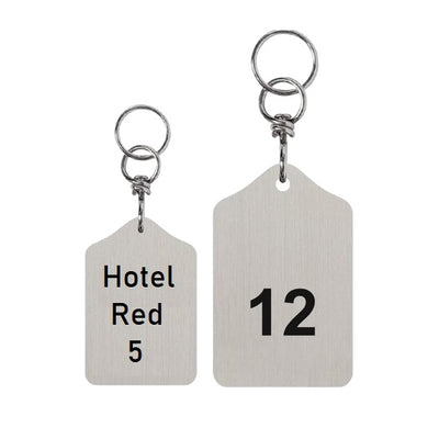 Rounded Rectangle Satin-Finished Stainless Steel Hotel Key Tags With Custom Engraving