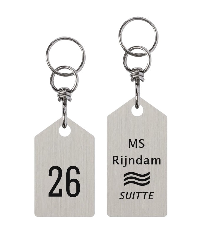 Rectangle Satin-Finished Stainless Steel Hotel Key Tags With Custom Engraving