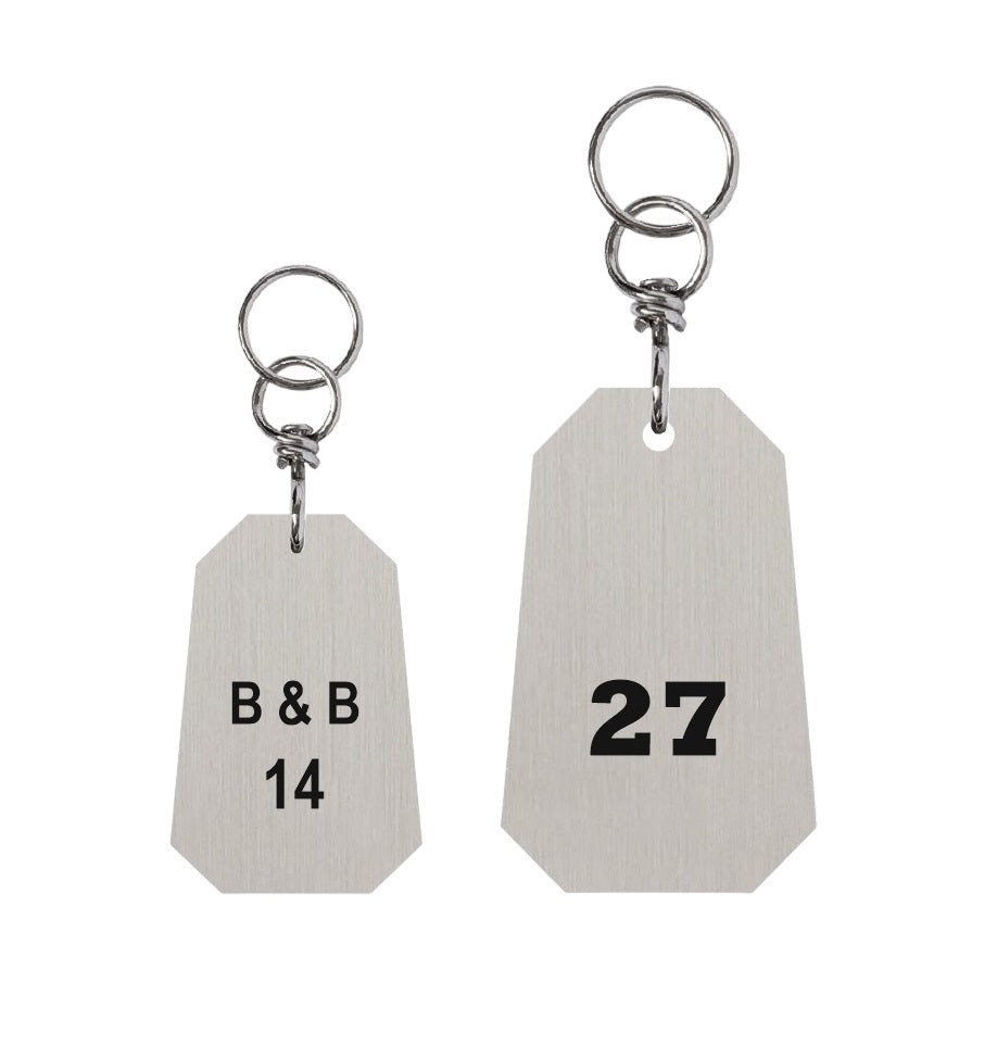 Octagonal Satin-Finished Stainless Steel Hotel Key Tags With Custom Engraving