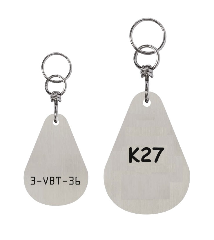 Pear-shaped Satin-Finished Stainless Steel Hotel Key Tags With Custom Engraving