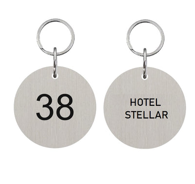 Round Satin-Finished Stainless Steel Hotel Key Tags With Custom Engraving