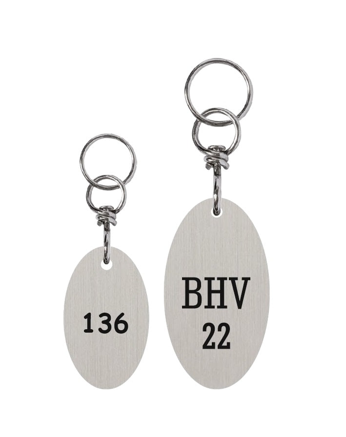 Pear-shaped Stainless Steel Hotel Key Tags | Personalised Silver Metal ...