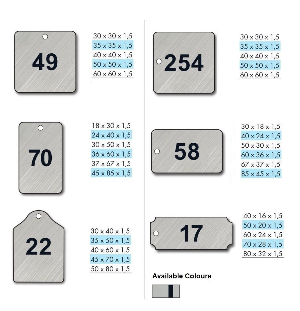 Key Tags Dimensions CNC Engraved Stainless Steel Key Tags | Custom Numbered Metal Tags ...