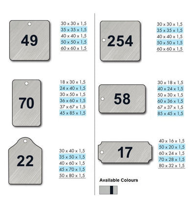 Various Rectangle & Square Shaped Stainless Steel Key Tags With CNC Number Engraving