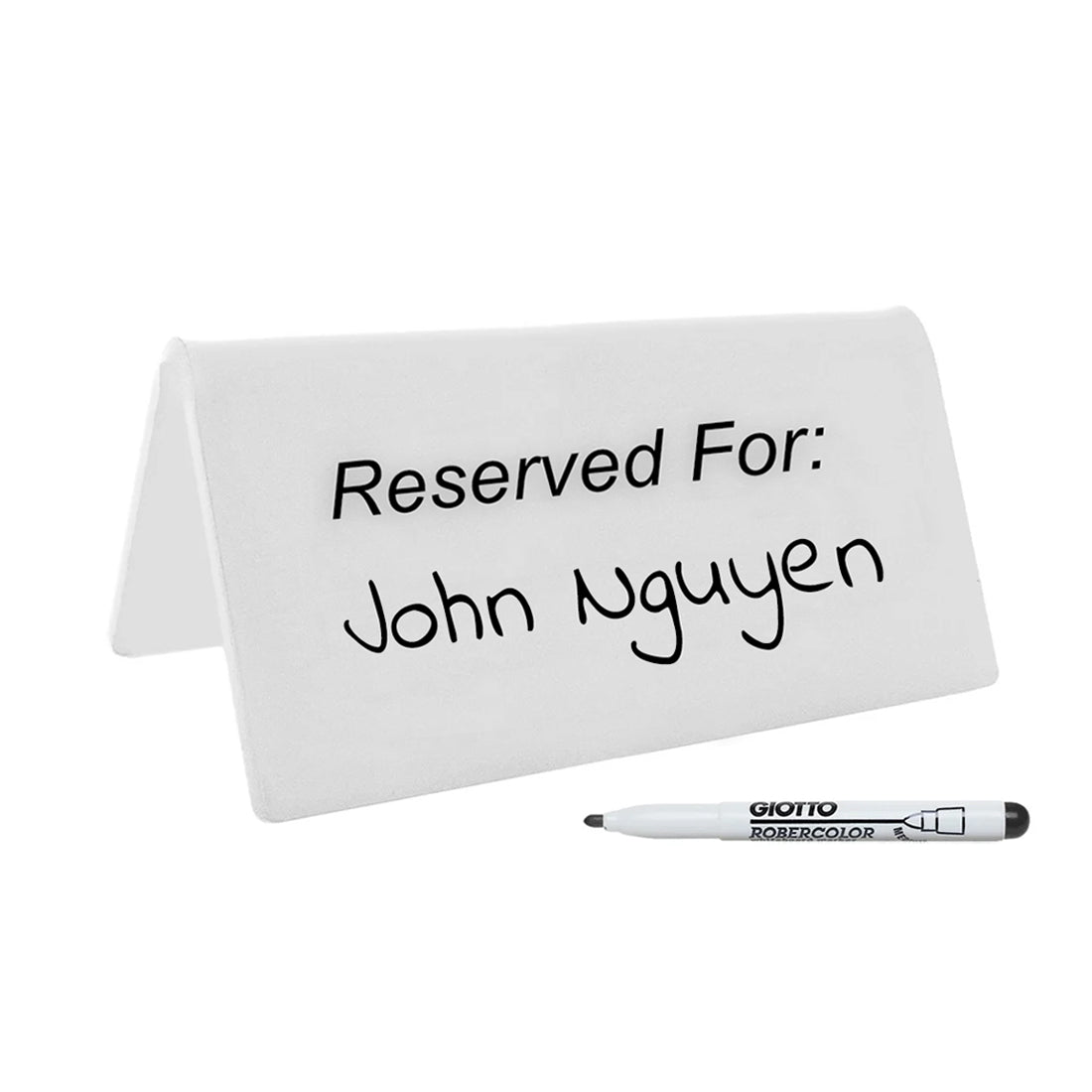 Table Reserved For Signs with Write-On Surface 140x60mm White - Plexiglass