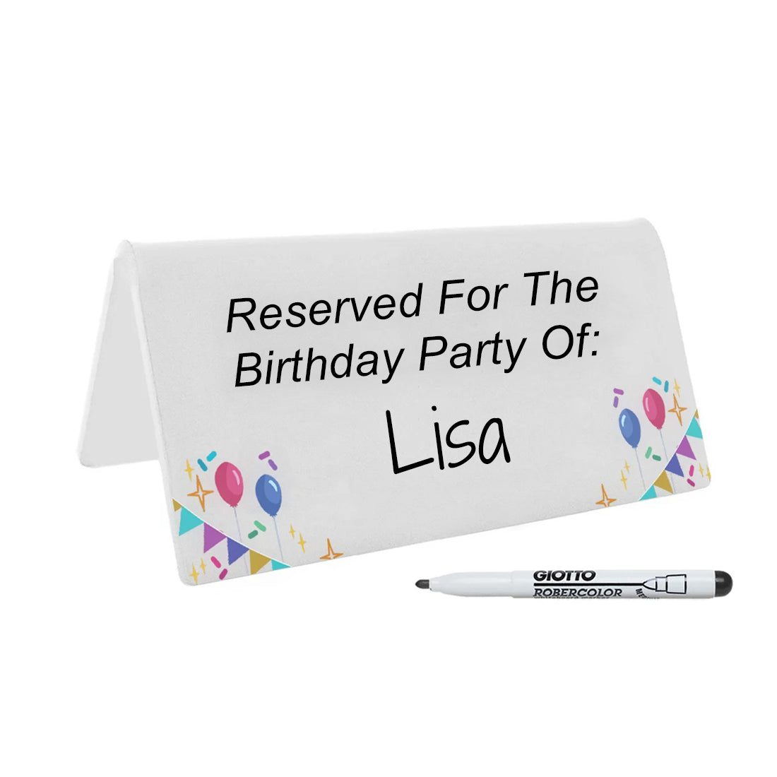 Table Reserved For The Birthday Party Of Signs with Write-On Surface 140x60mm White - Plexiglass