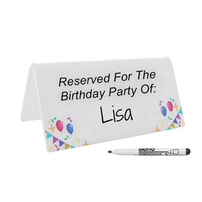 Table Reserved For The Birthday Party Of Signs with Write-On Surface 140x60mm White - Plexiglass