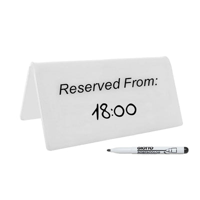 Table Reserved From Signs with Write-On Surface 140x60mm White - Plexiglass