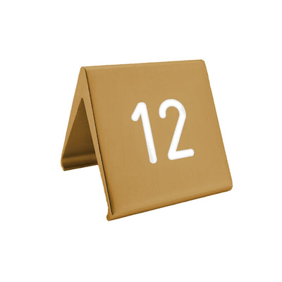 Gold Table Number Signs With White Engraving 60x60mm - Aluminium