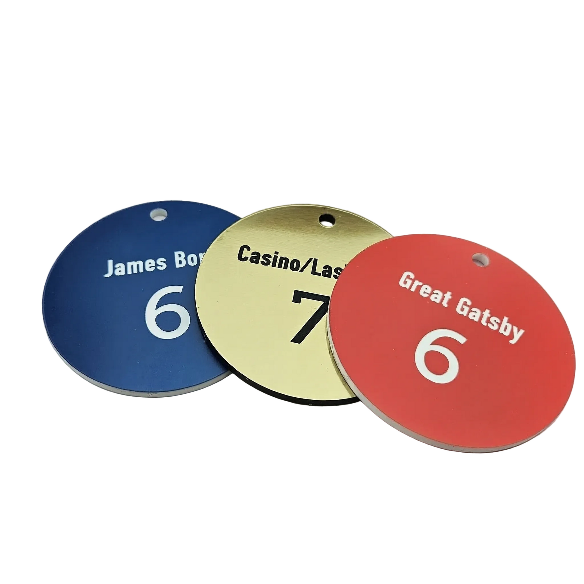 Round Acrylic Tags with Custom Text and Number Engraving