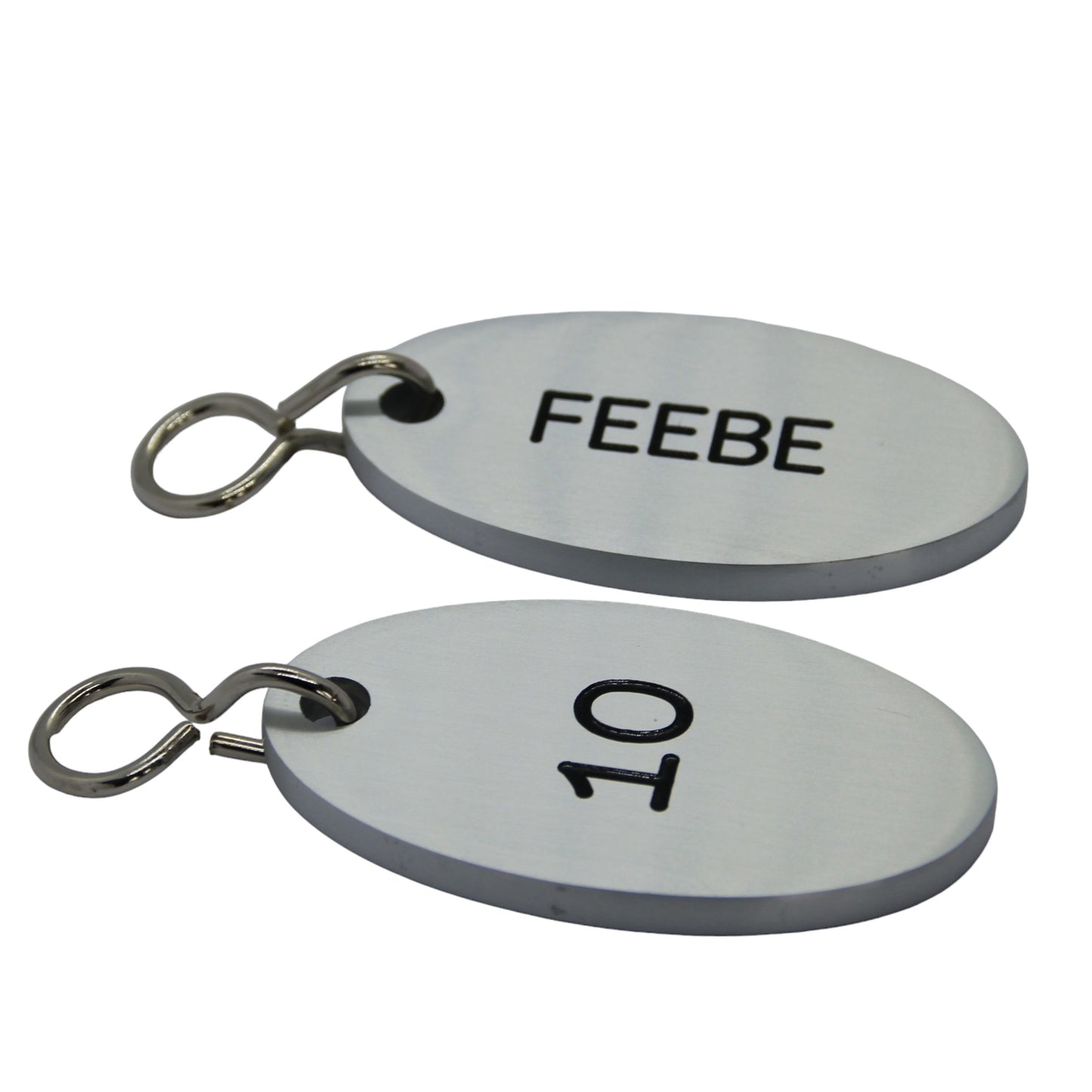 Thick Oval Aluminium Hotel Key Tags With S-hook Fastener and Custom Engraving