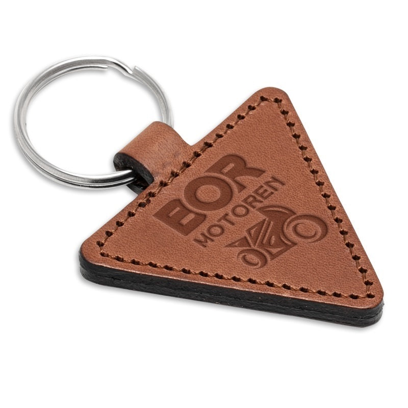 Triangle Leather or Artificial Leather Hotel Key Tags | 80x55mm | With Hot Stamped Engraving