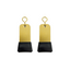 Two Small Gold Aluminium Key Tags With Tapered Black Rubber Cap and Gold S-hook Fastener  Model: 'Dauphine' 75x30mm