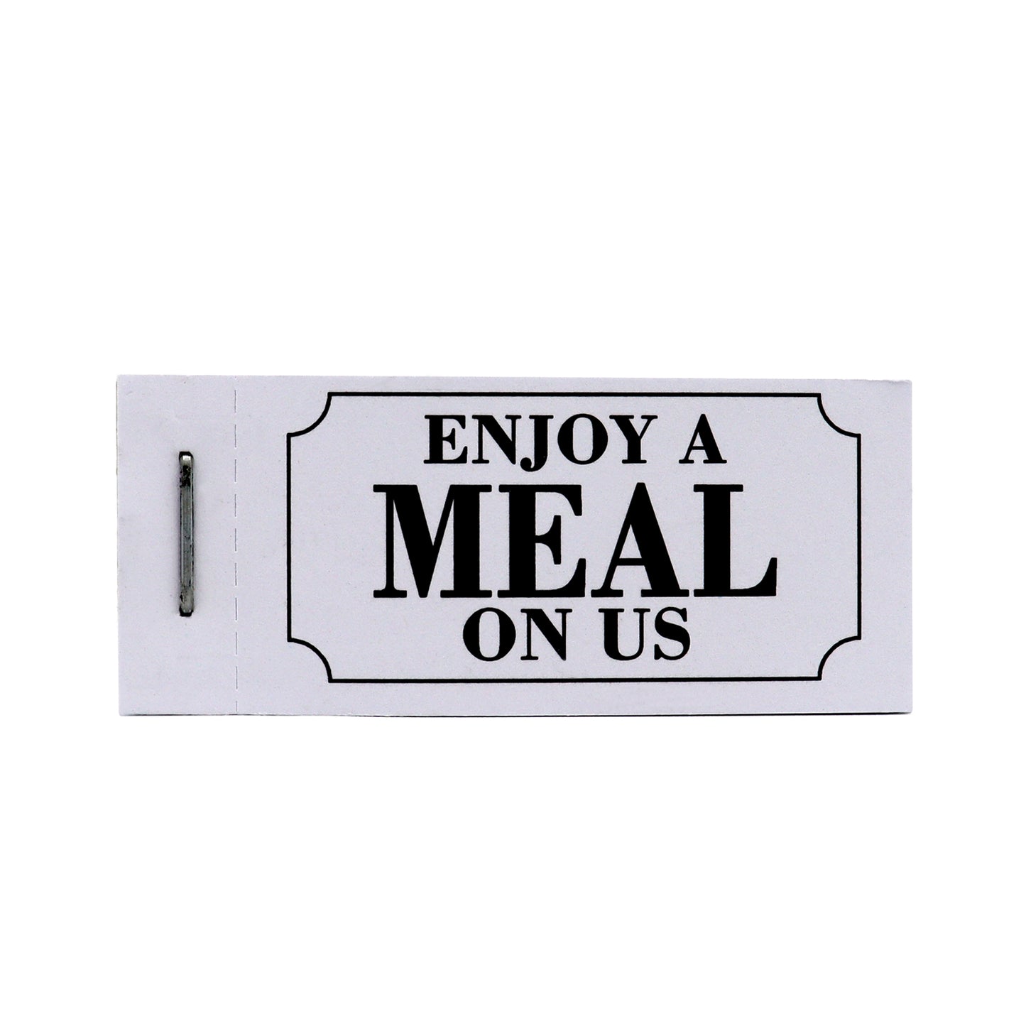 Meal Ticket Book 'Enjoy a Meal On Us' White Front View