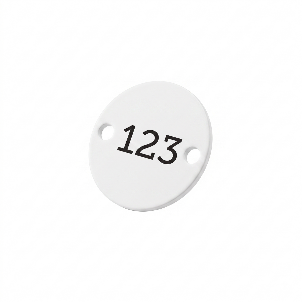 White Aluminium Number Tags With Two Fixing Holes Left and Right With Black Engraving