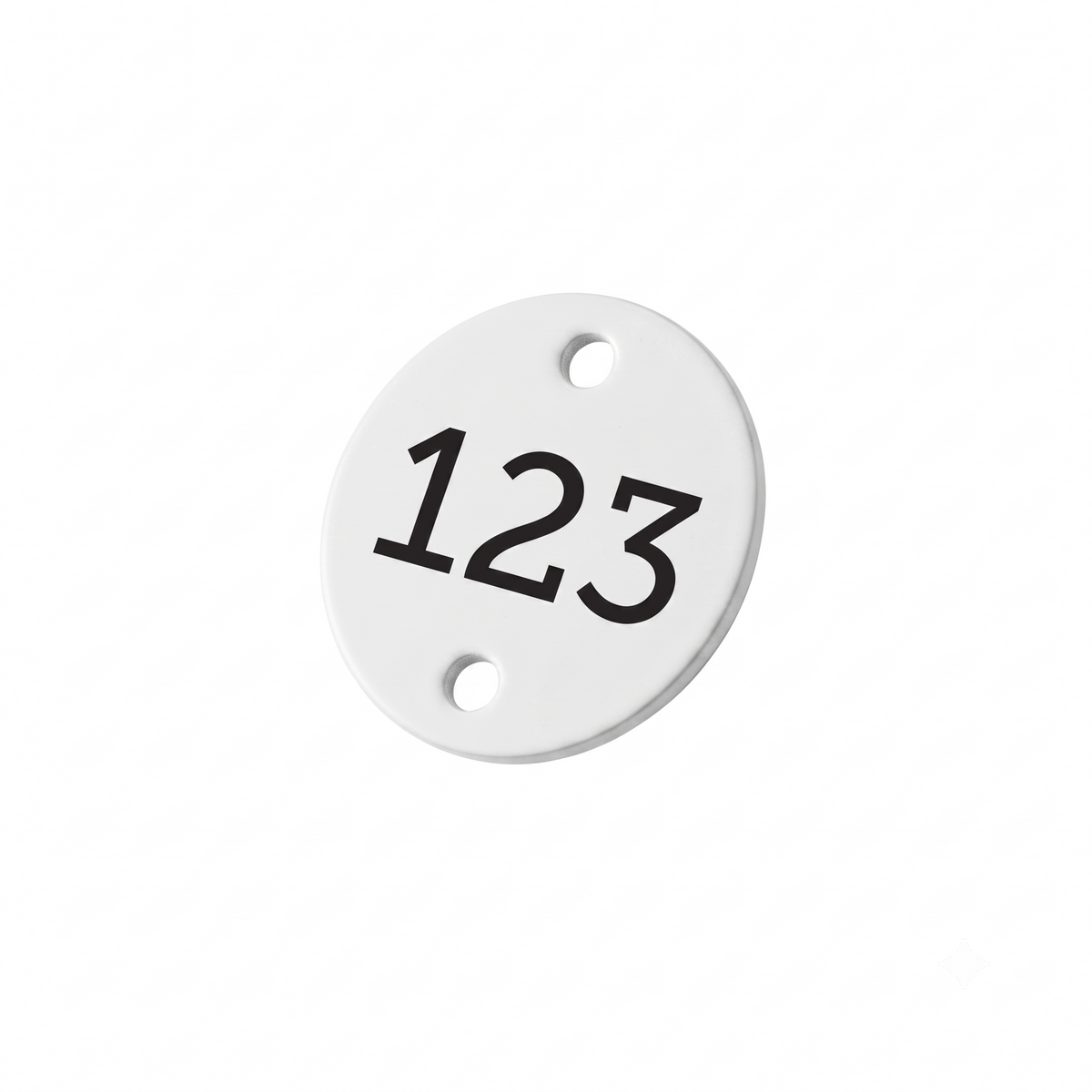 White Aluminium Number or Asset Tags With Two Fixing Holes One at the Top and One At The Bottom Engraving In Black Colour