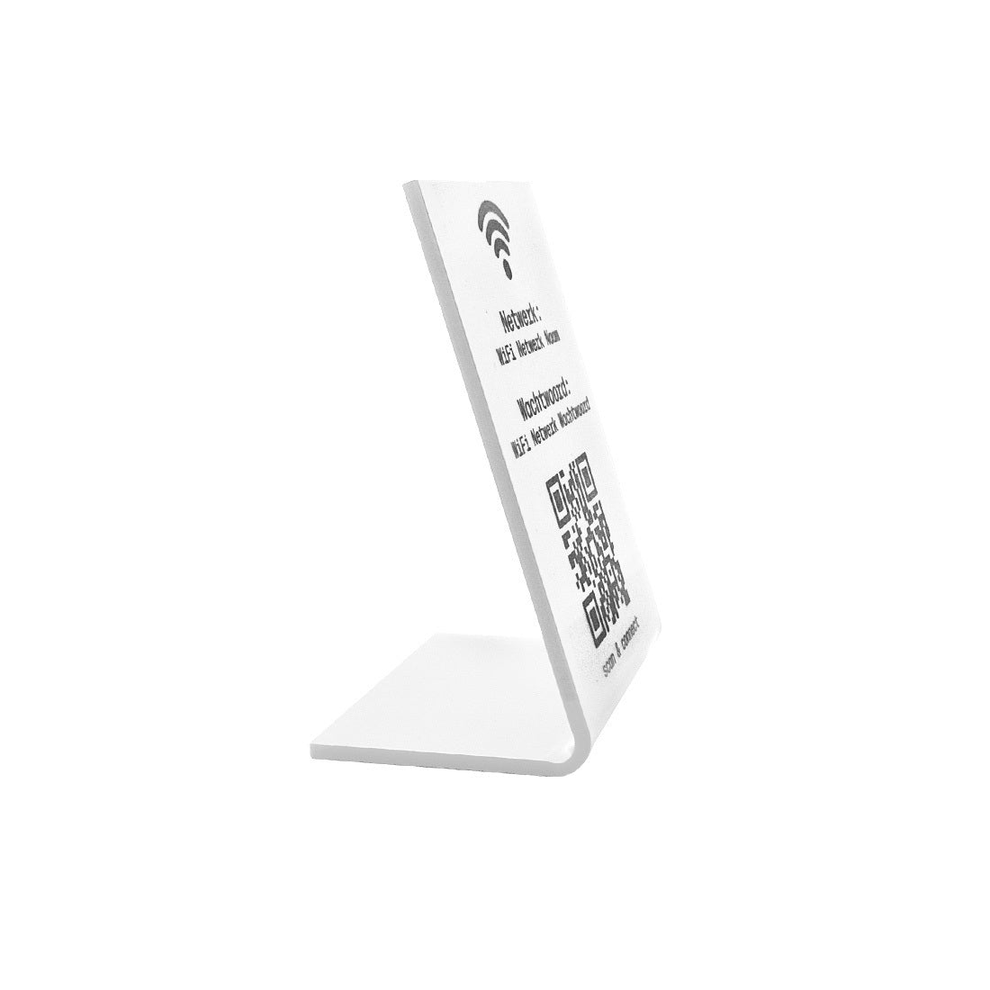 White Wi-Fi QR Code Table Signs 70x100mm - Plexiglass