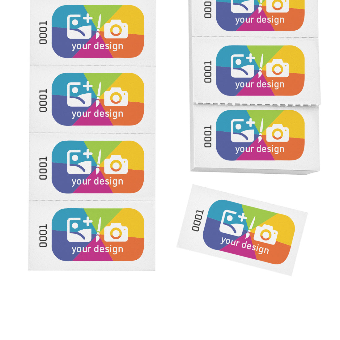 White Custom Printed Tickets With Sequential Numbering On Perforated Paper Stirps