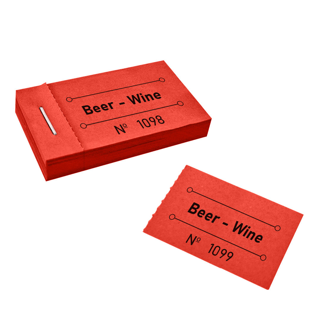 Beer-Wine Paper Drink Tickets Perforated For Easy Dispensing