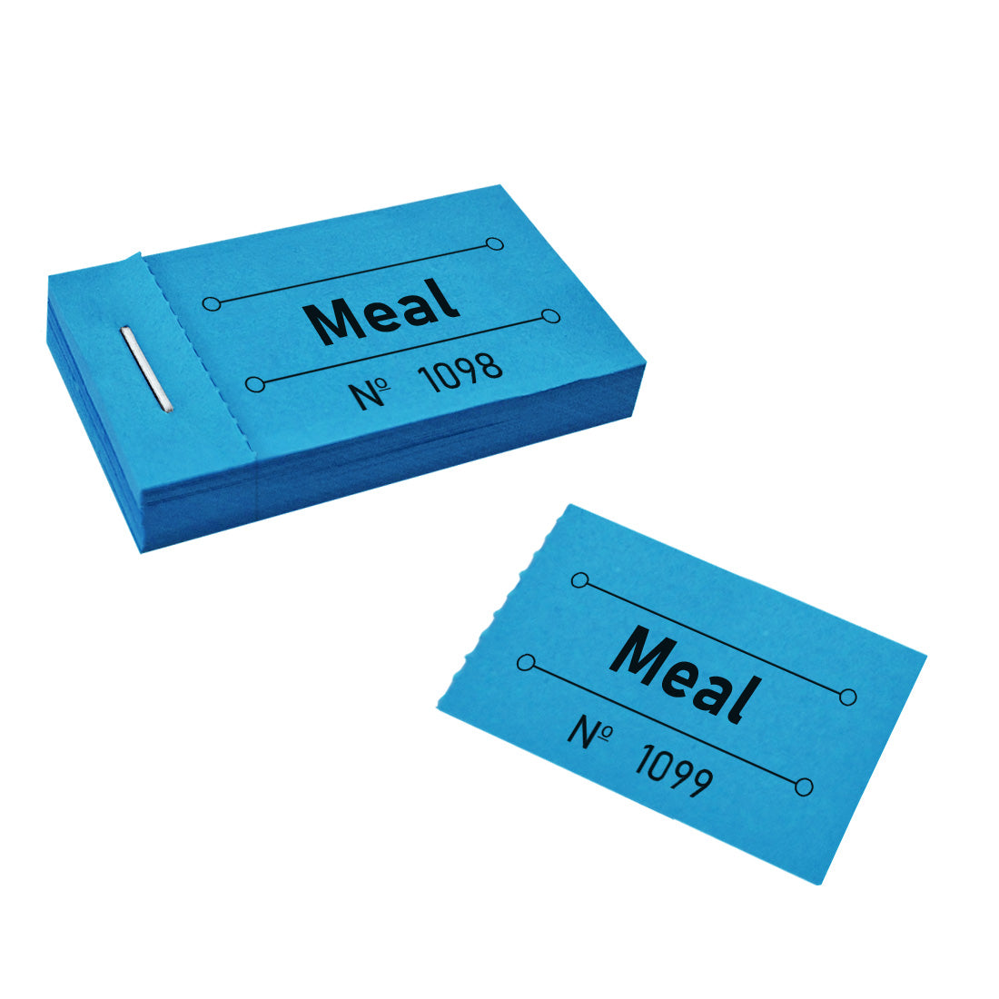 Paper Meal Tickets With Consecutive Numbering and Perforated. Blue Colour