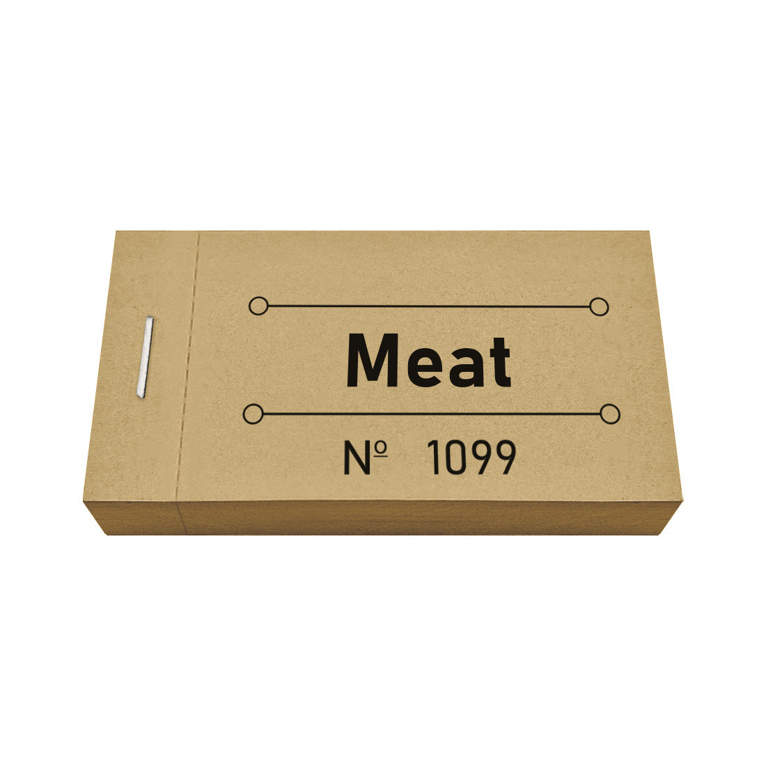 Paper Food Tickets For Dietary Needs 'Meat' Printed In Black Books With 50 Tickets Each, Perforated for Easy Dispensing and Consecutive Numbering.