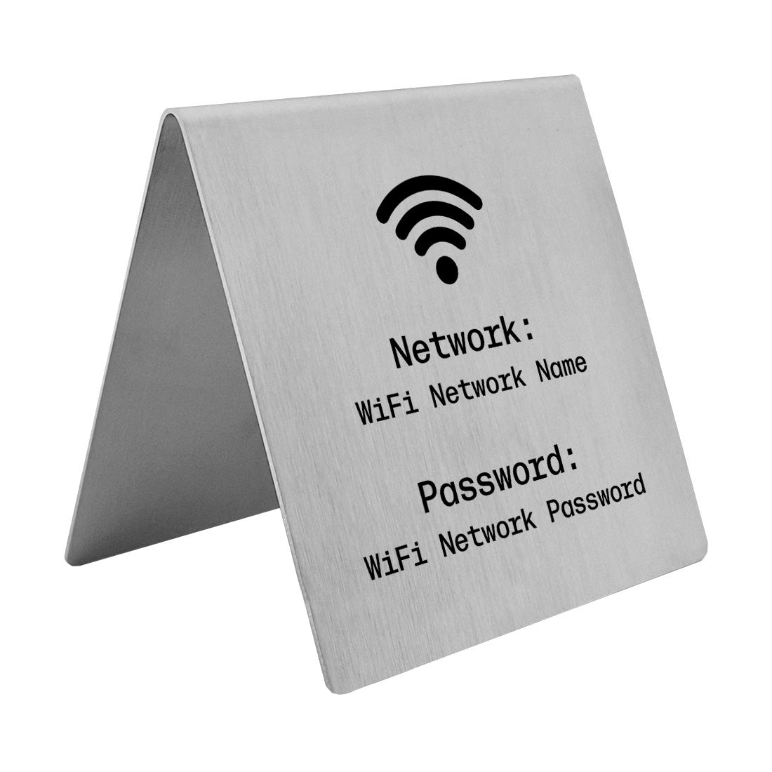 WiFi Guest Login Table Signs | Stainless Wi-Fi Network & Password Desk ...