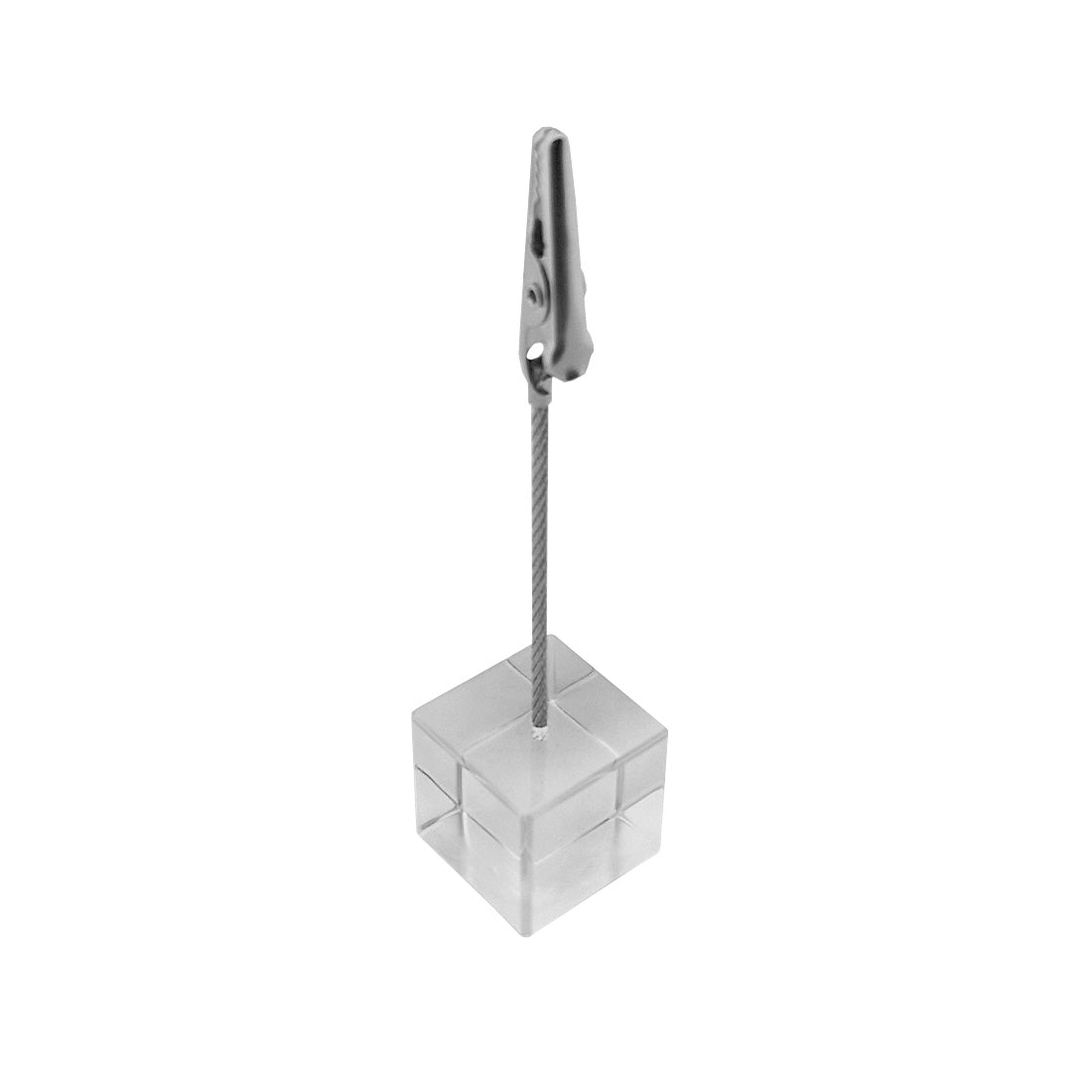 25x110mm Memo Clip Stand with Transparent Cube Base – Angled View