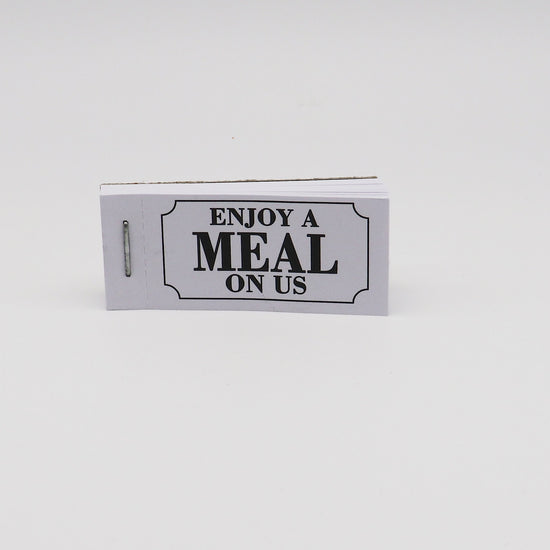 Meal Ticket Book 'Enjoy a Meal On Us' White Video