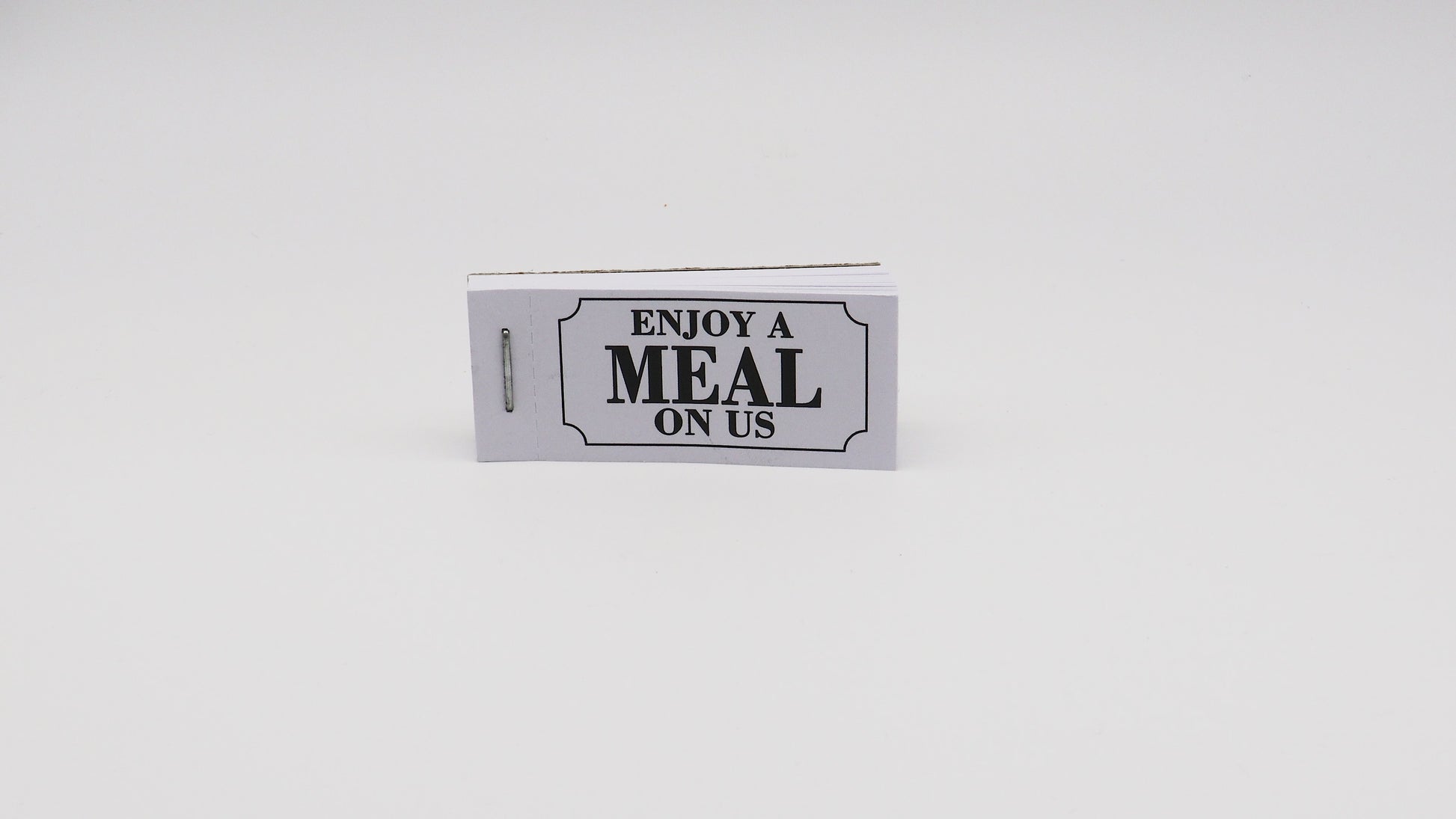 Meal Ticket Book 'Enjoy a Meal On Us' White Video