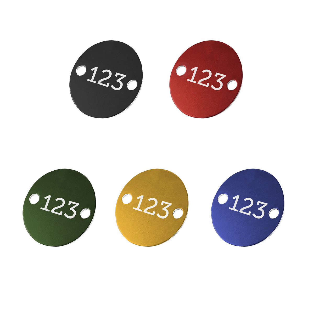 Coloured Aluminium Number Tags With Mounting Holes Left and Right 5 Colour Options