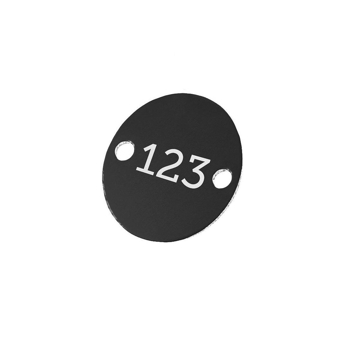Black 30mm Aluminium Number Tag With Two Mounting Holes