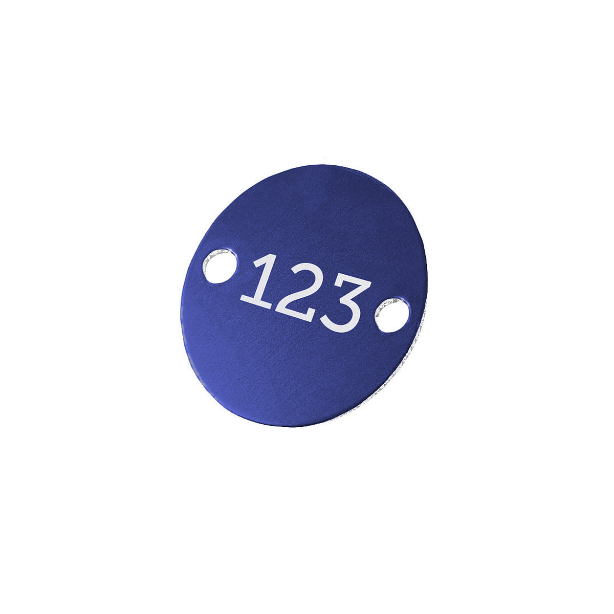 Dark Blue 30mm Aluminium Number Tag With Two Mounting Holes