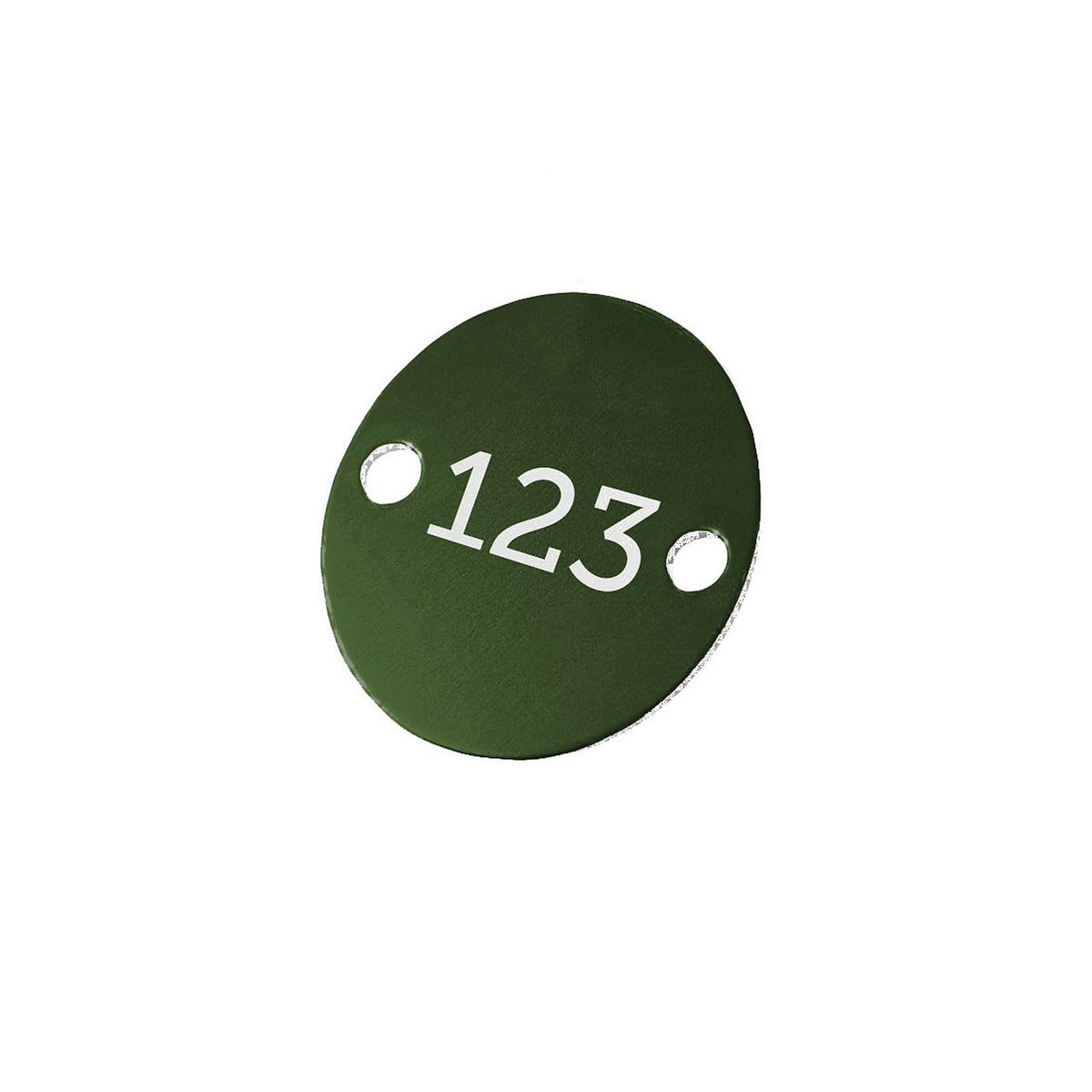 Dark Green 30mm Aluminium Number Tag With Two Mounting Holes