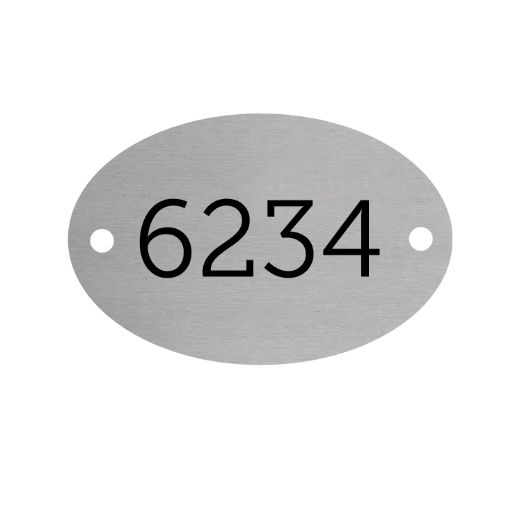 Oval Aluminium Number Tags with Two Drill Holes Horizontal