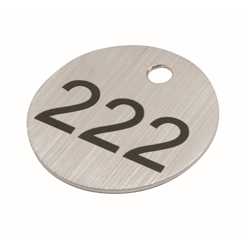 Round Stainless Steel Number Tags with One Drill Hole