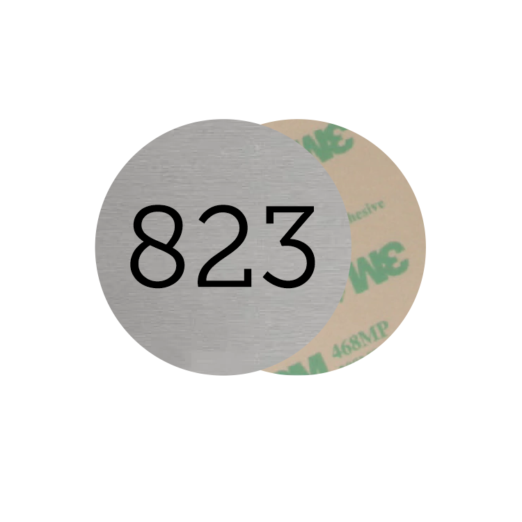 Round Aluminium Number Tags with Adhesive Tape