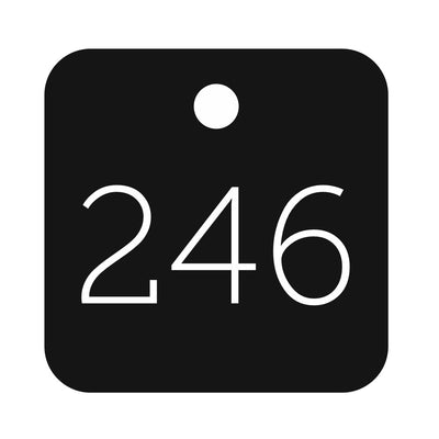 Rounded Square Black Aluminium Number Tags with One Drill Hole